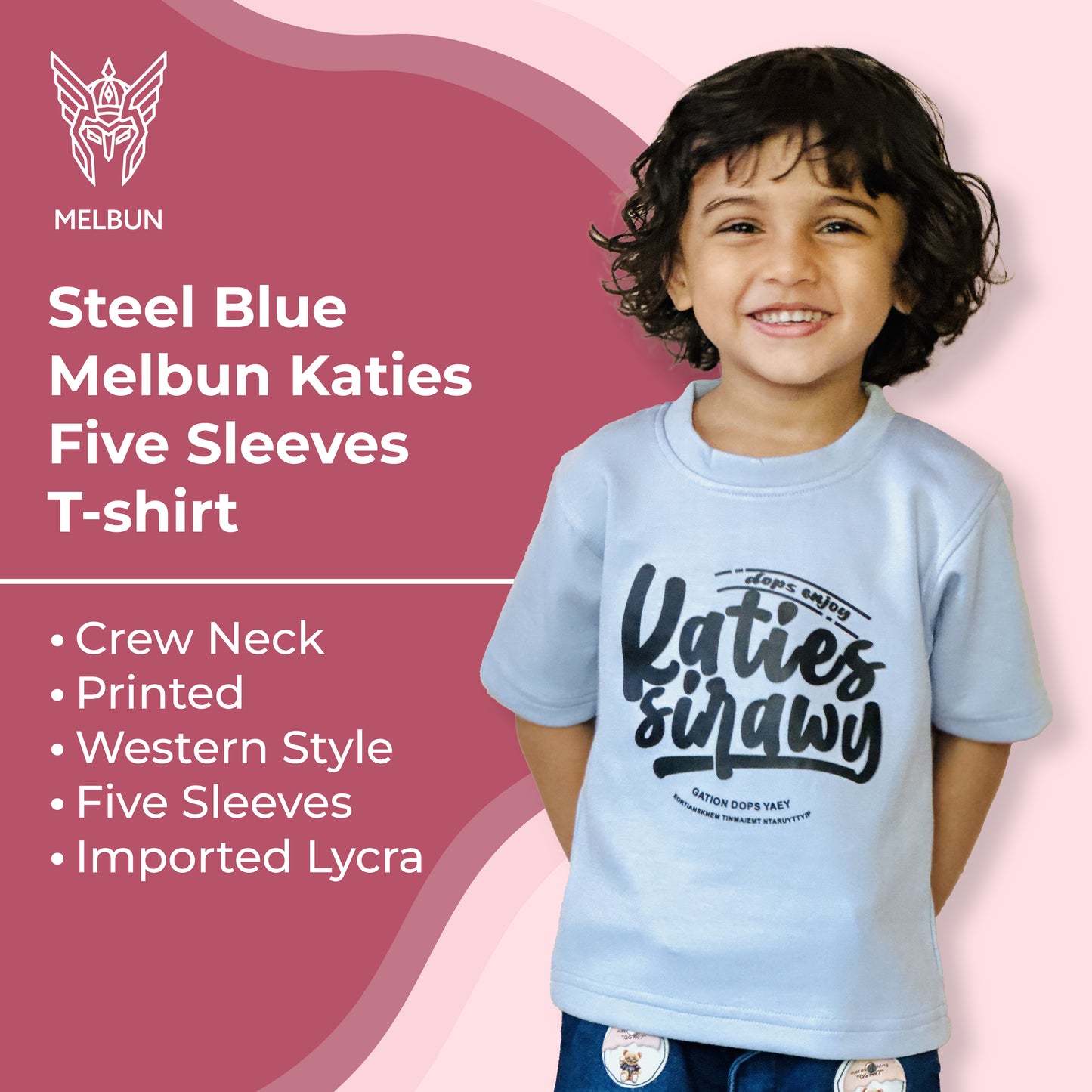 Steel Blue Melbun Katies Five Sleeves T-shirt