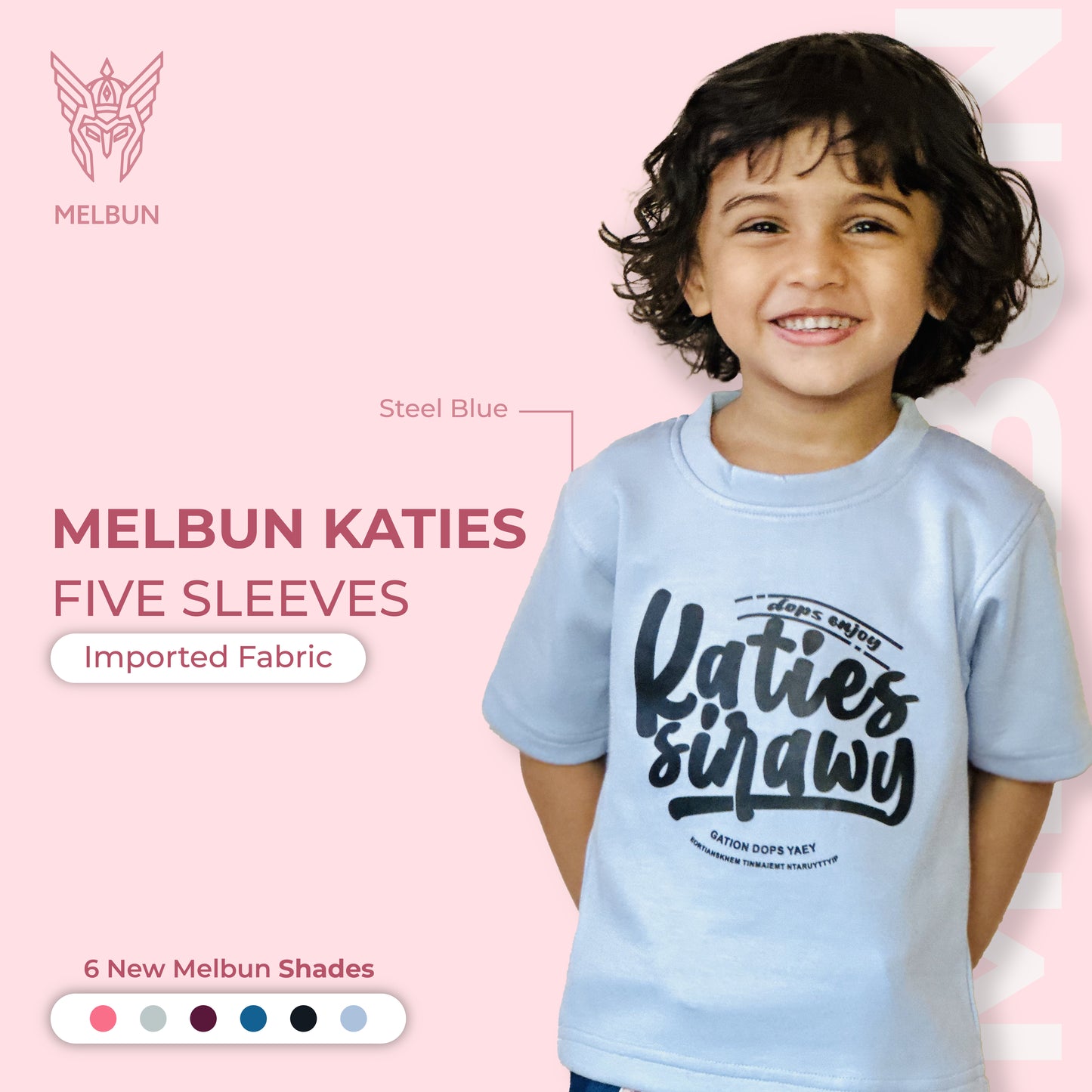 Steel Blue Melbun Katies Five Sleeves T-shirt